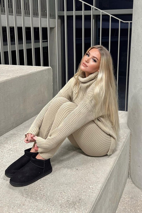 Juniper Stone Oversized Roll Neck Knitted Co-Ord