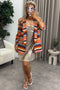 Hellen Orange Multi Stripe Ruched Sleeve Oversized Blazer