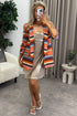 Hellen Orange Multi Stripe Ruched Sleeve Oversized Blazer