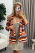 Hellen Orange Multi Stripe Ruched Sleeve Oversized Blazer