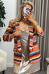 Hellen Orange Multi Stripe Ruched Sleeve Oversized Blazer