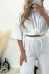 Julia White Textured Oversized Top and Wide Leg Trousers Co-Ord Set