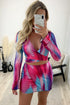 Kerrie Multi Printed Tie Front Crop Top and Mini Skirt Co-Ord Set