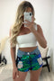 Michaela Blue Sequin Distressed High Waisted Denim Shorts