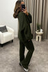 Mandi Khaki Ribbed Knit Cardigan and Trousers Loungewear Set