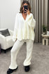 Mandi Cream Ribbed Knit Cardigan and Trousers Loungewear Set