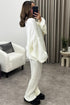 Mandi Cream Ribbed Knit Cardigan and Trousers Loungewear Set