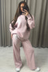 Lison Pink Knitted Loungewear Set with Contrasting Emblem