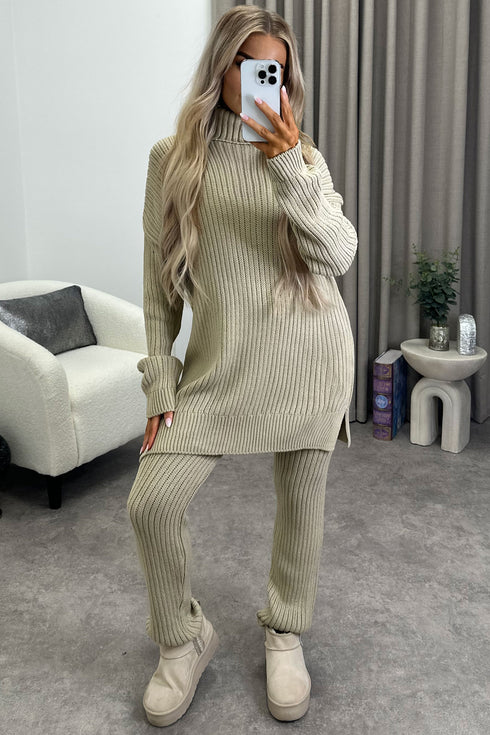 Juniper Stone Oversized Roll Neck Knitted Co-Ord