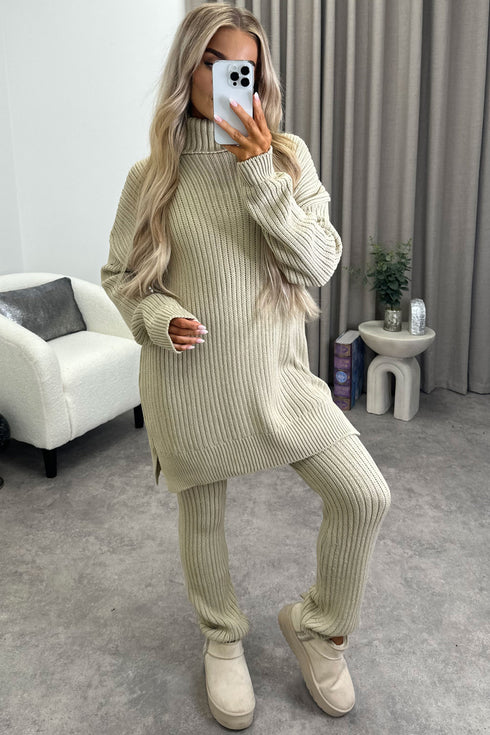 Juniper Stone Oversized Roll Neck Knitted Co-Ord