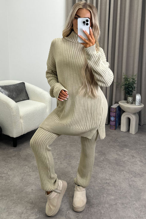 Juniper Stone Oversized Roll Neck Knitted Co-Ord