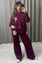 Lison Wine Knitted Loungewear Set with Contrasting Emblem