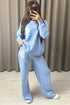 Lison Blue Knitted Loungewear Set with Contrasting Emblem