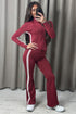 Gillie Wine Two Piece Side Stripe Gym Set