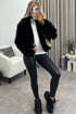 Gerta Black Faux Leather PU Faux Fur Zip Up Jacket
