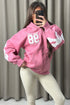 Tonia Pink New York Slogan Zip Up Hoodie