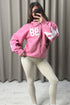 Tonia Pink New York Slogan Zip Up Hoodie