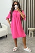 Kacie Pink Frill Bardot Tie Sleeve Mini Dress