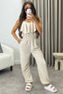 Manda Beige Frill Detail Sleeveless Jumpsuit