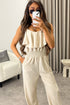 Manda Beige Frill Detail Sleeveless Jumpsuit