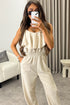 Manda Beige Frill Detail Sleeveless Jumpsuit