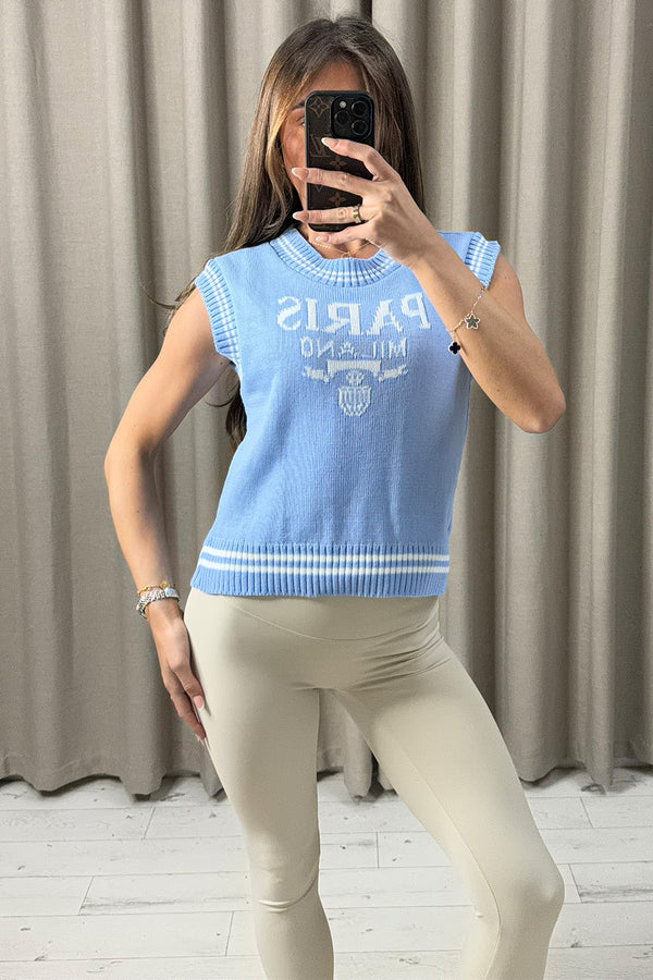 Avanna Blue Paris Milano Knitted Vest Top