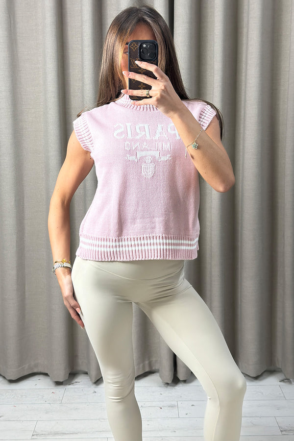 Avanna Pink Paris Milano Knitted Vest Top
