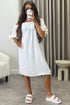 Kacie White Frill Bardot Tie Sleeve Mini Dress