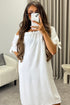 Kacie White Frill Bardot Tie Sleeve Mini Dress