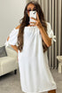 Kacie White Frill Bardot Tie Sleeve Mini Dress
