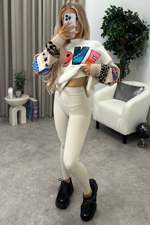 Brooklyn Beige Energy High Waisted Seamless Sculpting Gym Leggings