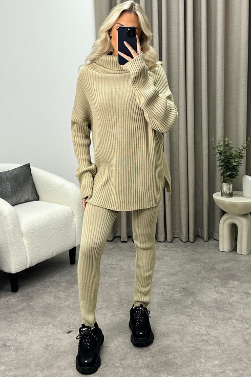 Juniper Stone Oversized Roll Neck Knitted Co-Ord