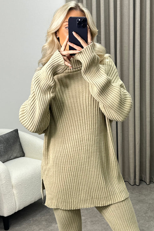 Juniper Stone Oversized Roll Neck Knitted Co-Ord