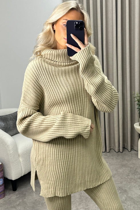 Juniper Stone Oversized Roll Neck Knitted Co-Ord