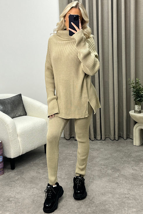 Juniper Stone Oversized Roll Neck Knitted Co-Ord