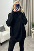 Juniper Black Oversized Roll Neck Knitted Co-Ord