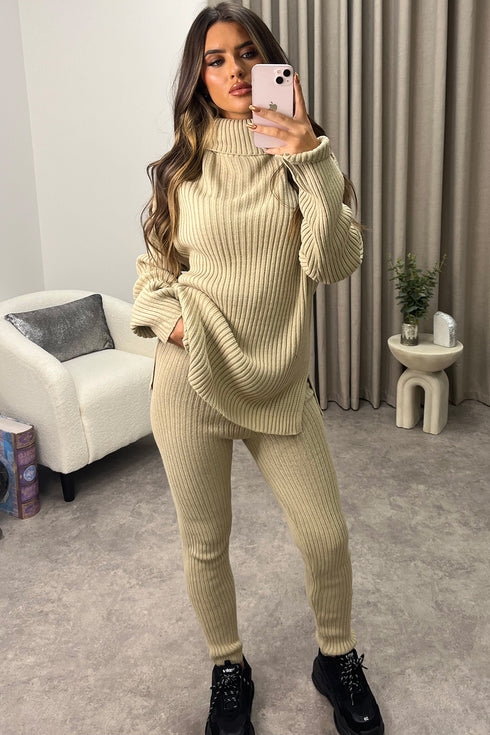 Juniper Stone Oversized Roll Neck Knitted Co-Ord