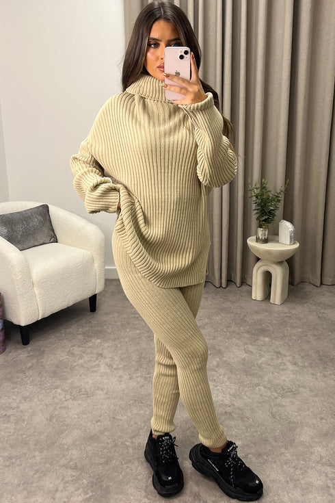 Juniper Stone Oversized Roll Neck Knitted Co-Ord