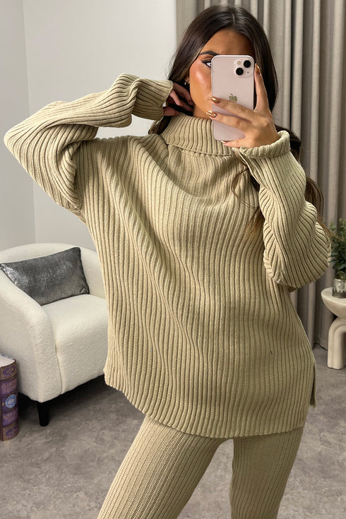 Juniper Stone Oversized Roll Neck Knitted Co-Ord