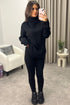 Juniper Black Oversized Roll Neck Knitted Co-Ord