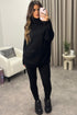 Juniper Black Oversized Roll Neck Knitted Co-Ord