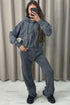 Lakara Charcoal Distressed Wash Seam Front Zip Up Hoodie and Joggers Tracksuit Set