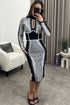 Veronica Black and White Aztec Print Cut Out Knit Midi Dress