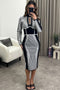 Veronica Black and White Aztec Print Cut Out Knit Midi Dress