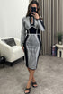 Veronica Black and White Aztec Print Cut Out Knit Midi Dress