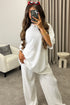 Julia White Textured Oversized Top and Wide Leg Trousers Co-Ord Set