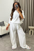 Julia White Textured Oversized Top and Wide Leg Trousers Co-Ord Set