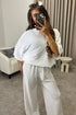 Julia White Textured Oversized Top and Wide Leg Trousers Co-Ord Set