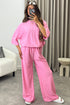 Julia Pink Textured Oversized Top and Wide Leg Trousers Co-Ord Set