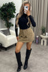 Caroline Beige High Waisted Cargo Pocket Utility Mini Skirt